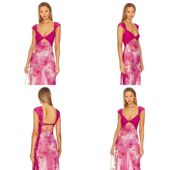 Free People Suddenly Fine Maxi Slip in Rosey Pink Combo Small NWT - Picture 6 of 10